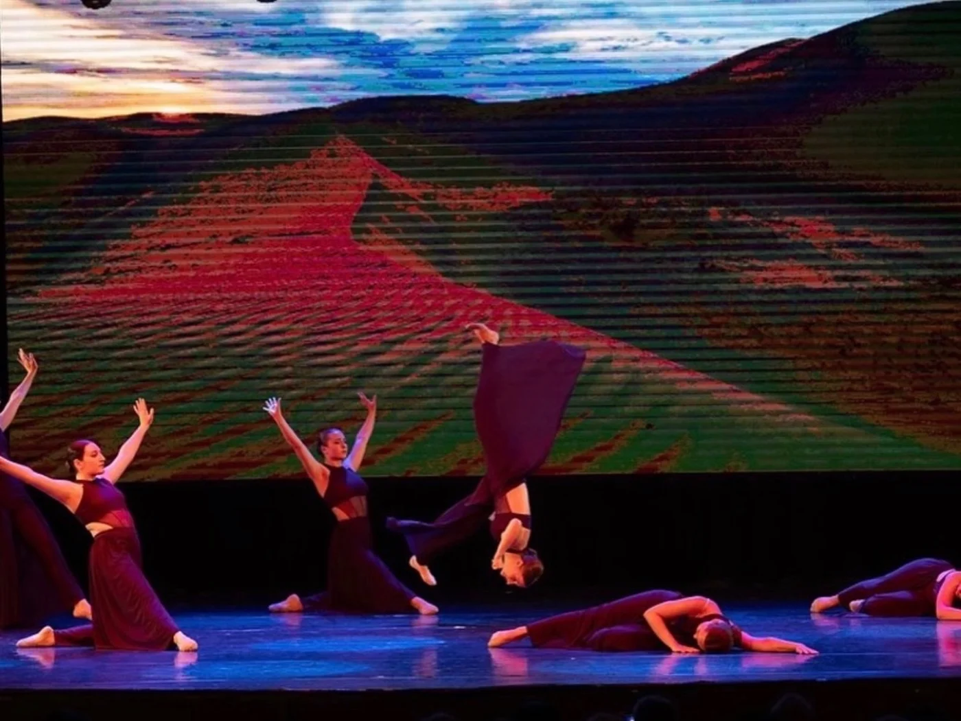 Students in contemporary dance class at Farber Ballet, Brighton Beach Brooklyn