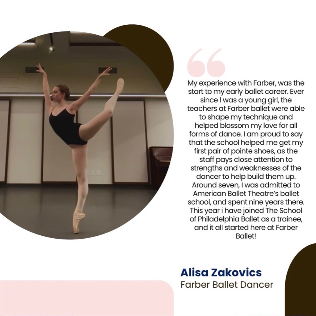 Testimonial from Alisa Zakovics, Farber Ballet dancer now training with The School of Philadelphia Ballet